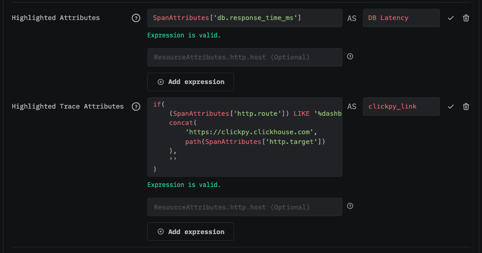 Конфигурация выделенных атрибутов